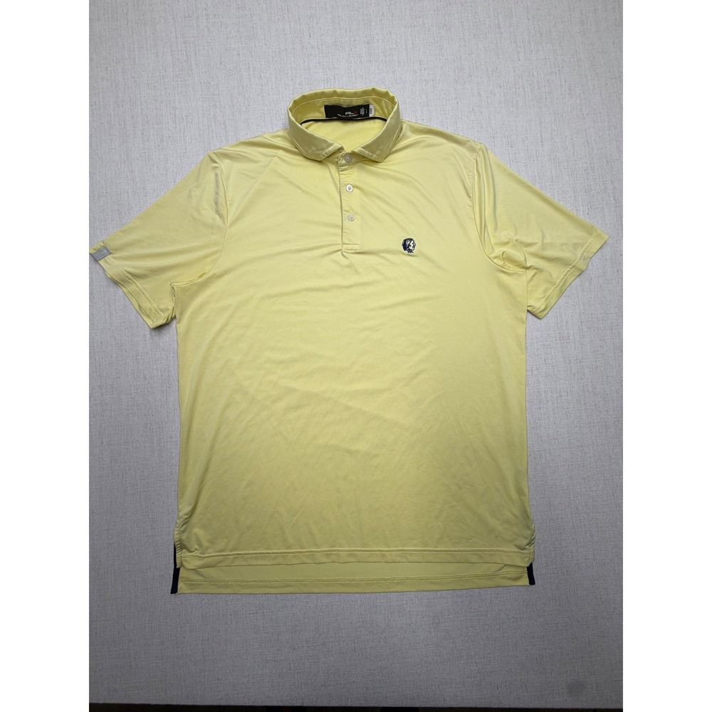 RLX Ralph Lauren Mens Yellow Micro Stripe Performance Golf Polo Shirt Large